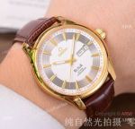 Omega Deville Hour Vision day-date Copy Watches Brown Leather Band